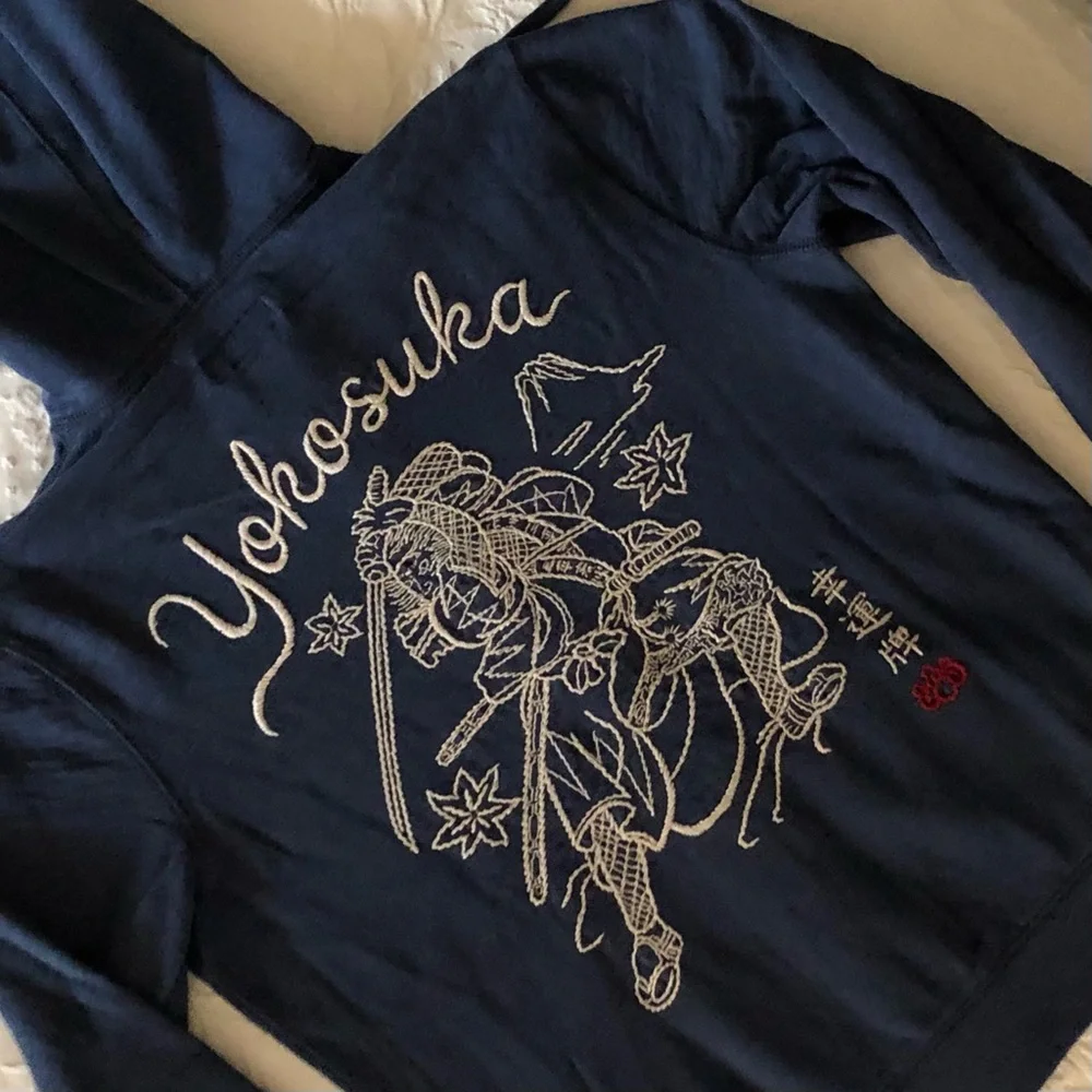 Lucky Brand Hoodie NWOT Jacket Embroidered Yokosuka Sweatshirt Size Small - Picture 10 of 12